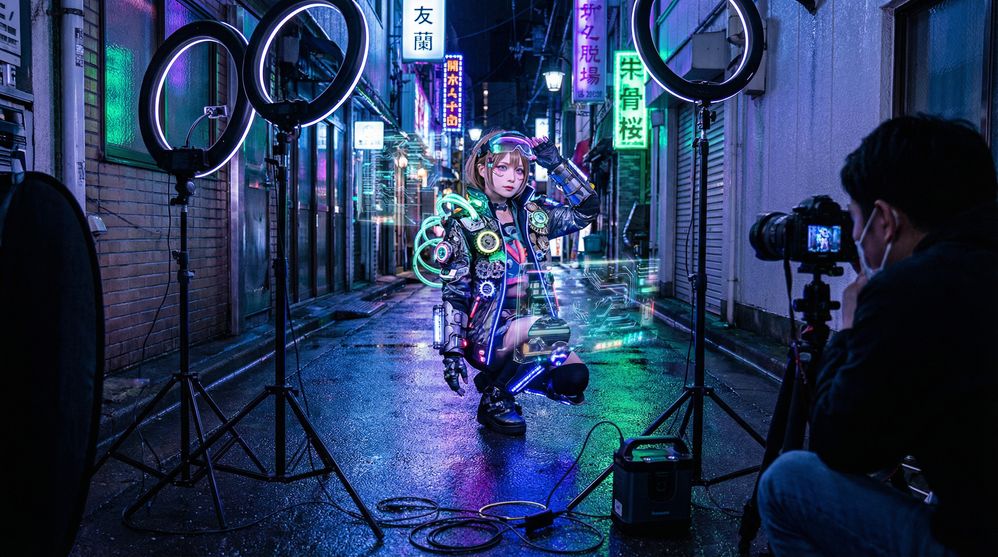 学生情侣赛博朋克cosplay写真视频